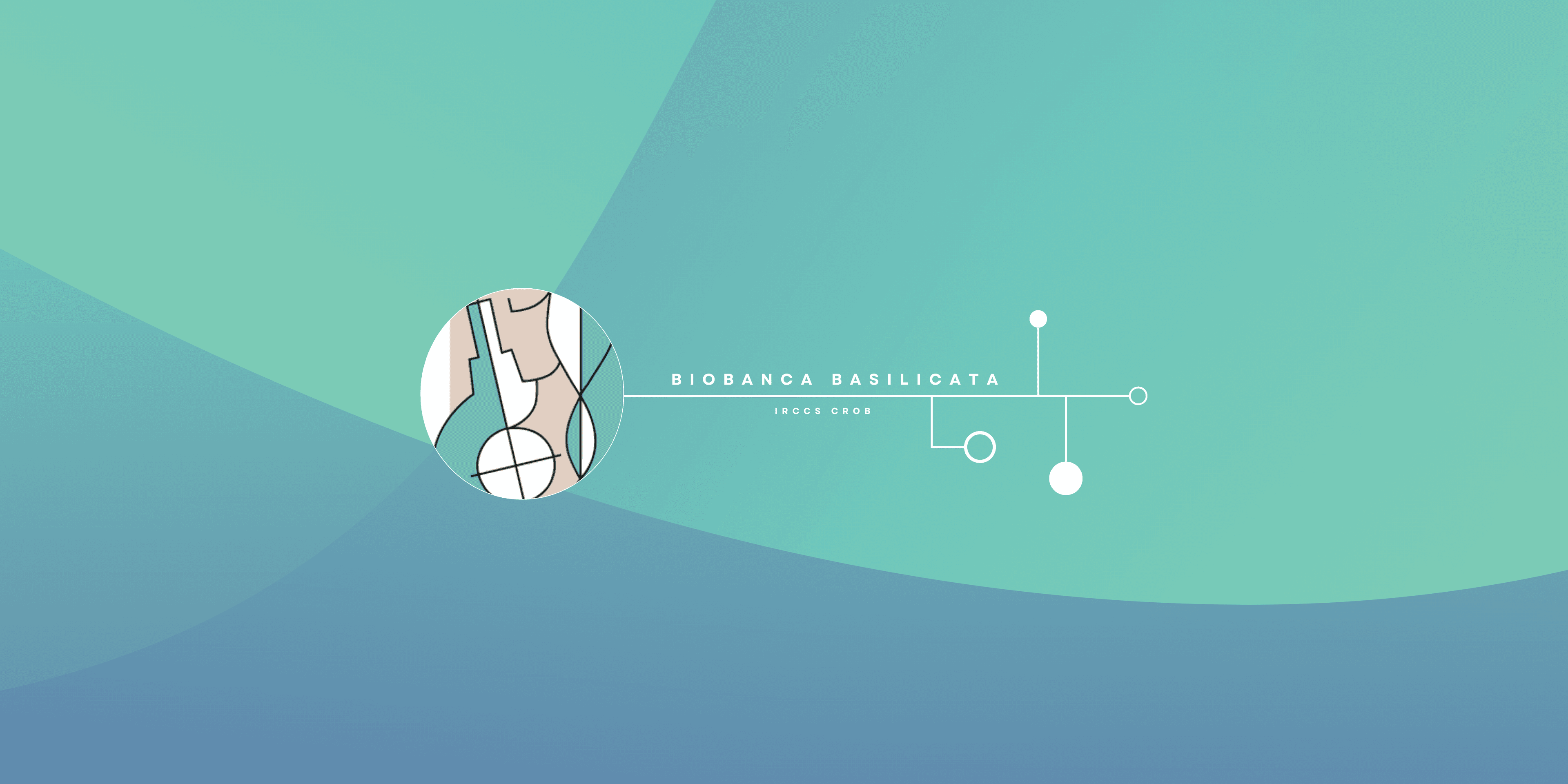 Il seguente logo rappresenta la Biobanca dell'IRCCS CROB, le sue connessioni e il suo impianto strutturale.